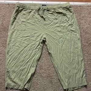 Jones&Co Womans 3X Light Green Crop Pants Drawstring Waist Excellent Condition